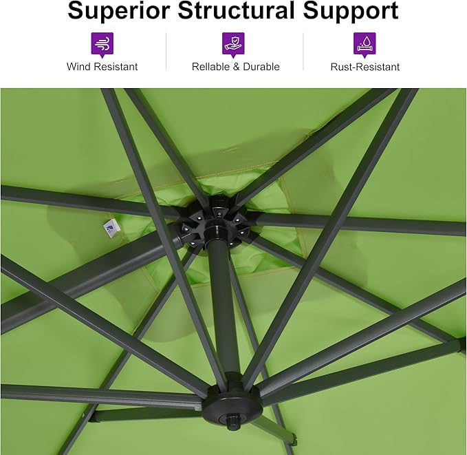 PURPLE LEAF 9 Feet Patio Umbrella Outdoor Cantilever Square Umbrella Aluminum - Image 2