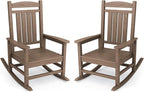 KINGYES HDPE Outdoor Rocking Chair Set of 2, Widened Seat Patio Rocking Chair by KINGYES