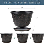 3 Pack Flower Pots Outdoor 11 Inch Plant Pots Indoor, - Image 3