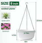 T4U Hanging Planter Self Watering 8 Inch, 2 Pack White Indoor Hanging Plant pots - Image 2