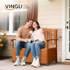 VINGLI Outdoor Storage Bench, Large Wood Deck Box - Image 2