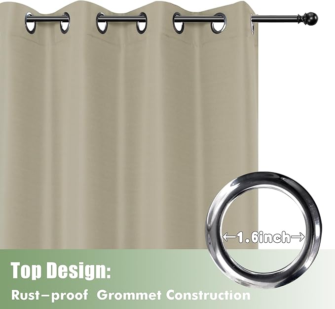 HolidayIdeas Outdoor Curtains for Patio Waterproof, 6 Panels - Image 4
