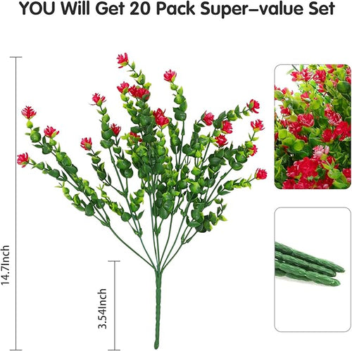 20 Bundles Artificial Flowers Outdoor Fake Flowers, UV Resistant No Fade Faux - Image 2