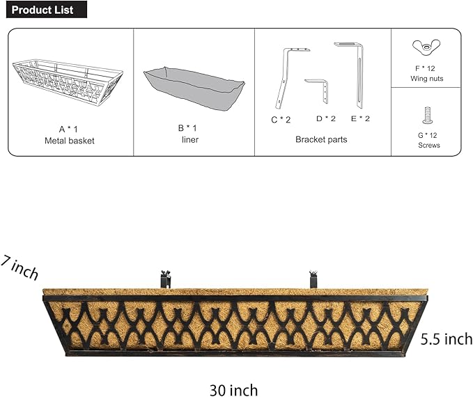 6 Pack 30 Inch Window Boxes Planters Railing Planter Box - Image 7