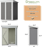 Greesum 5×3 FT Outdoor Storage Shed, Metal Storaged Sheds Without Floor - Image 2