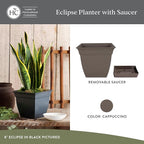 The HC Companies Eclipse Square Plastic Planter w/Attached Saucer - Image 2