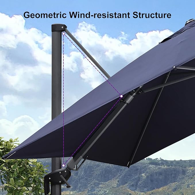 PURPLE LEAF 9' X 9' Left-right Tilt Patio Umbrella Outdoor Cantilever Swivel - Image 9