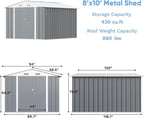 Greesum 8×10FT Outdoor Storage Shed, Metal Patio Storaged Sheds - Image 4