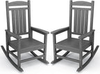 KINGYES HDPE Patio Rocking Chair Set of 2, Outdoor Rocking Chairs Porch Rocker by KINGYES