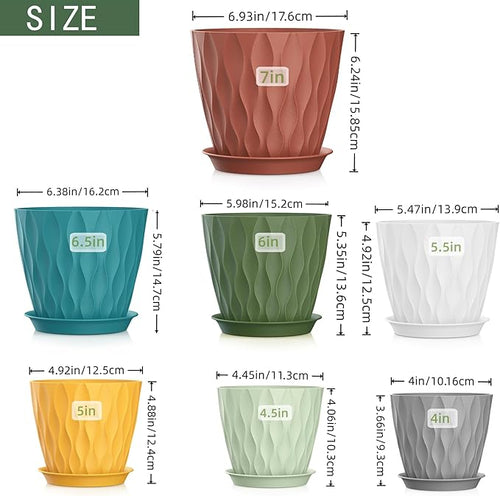 4/4.5/5/5.5/6/6.5/7 Inch Plant Pots, 7 Pack Flower Pots - Image 2