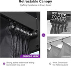 PURPLE LEAF Outdoor Retractable Pergolawith Curtains 10' x 13' Patio Aluminum - Image 4