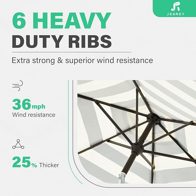 JEAREY 7.5FT Patio Umbrella Outdoor Market Umbrella - Image 9