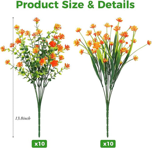20 Bundles Artificial Flowers for Outdoors Fake Plastic Flowers UV Resistant - Image 2