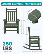 SERWALL Oversized Outdoor Rocking Chair Set of 4, HDPE Rocker - Image 3