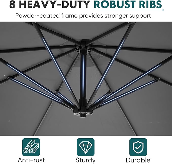OLIXIS 9.7FT Offset Patio Umbrella - Image 4