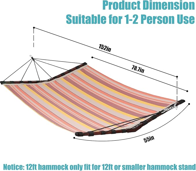 TegerDeger 12FT 2 Person Hammock Large Hammock Quick Dry 450LB Capacity - Image 6