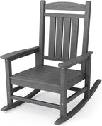 KINGYES HDPE Outdoor Rocking Chair, Widened Seat Patio Rocking Chair, Oversized by KINGYES
