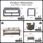 Belord 7 PCS Outdoor Furniture Set, Mixed Grey Wicker, Includes Swivel Rocker - Image 3