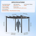 VEVOR 10'x10' Outdoor Retractable Pergola - Image 7