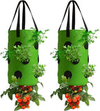 2 Pack Green Upside Down Tomato & Herb Planter, Outdoor Hanging Durable by Homyhoo
