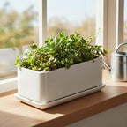 MyGift 10 Inch Modern Unglazed White Ceramic Indoor Plant Pot - Image 2
