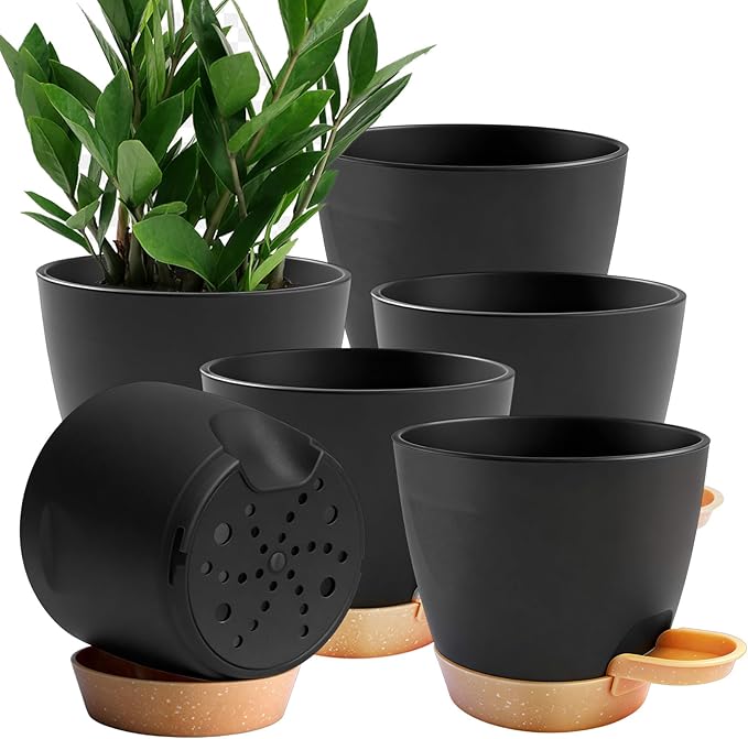 6-Pack Plant Pots with Drainage 6 Inch, Self Watering Pots by Unknown