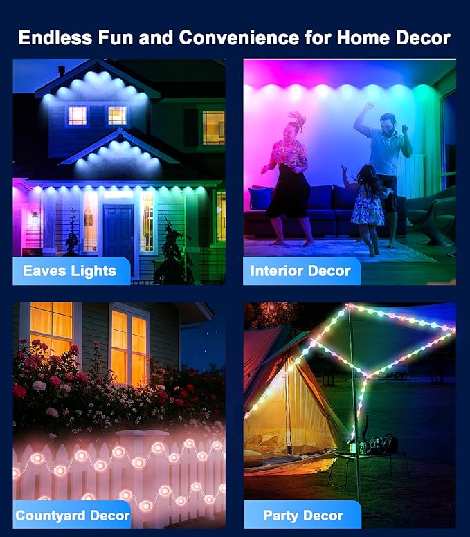 100FT Permanent Outdoor Lights for House, 2025 RGB LED Waterproof Christmas - Image 7