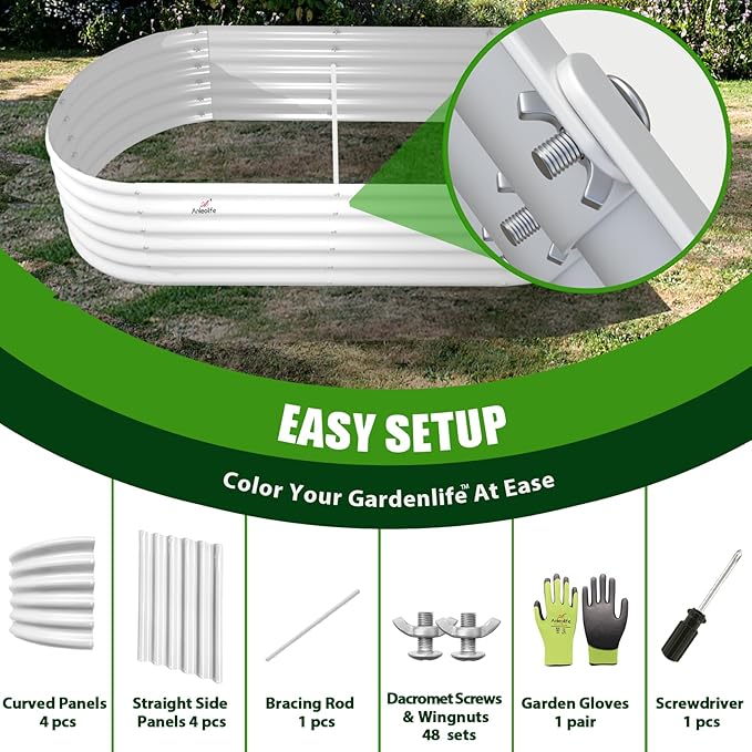 A ANLEOLIFE 6X2X1.5 ft Galvanized Raised Garden Beds Outdoor, Oval Round Metal - Image 6