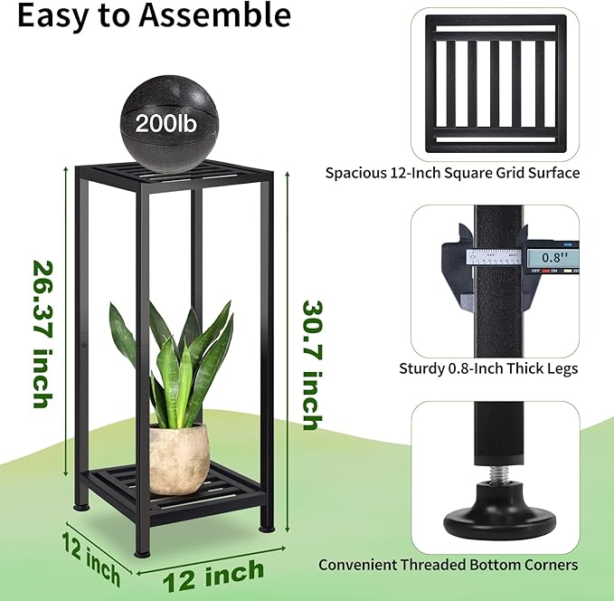 2-Pack Plant Stand Indoor Outdoor, Heavy Duty Wrought Iron Pedestal Stands - Image 3