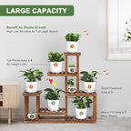 Wood Plant Stand Indoor Outdoor Multi Tiered Corner Plant Shelf Holder High Low - Image 3