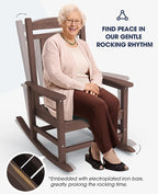 KINGYES Outdoor Rocking Chair Set 2, All Weather HDPE Patio Rocking Chairs - Image 6