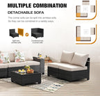 10 Pieces Patio Furniture Set All-Weather Outdoor Wicker Sectional Conversation - Image 6