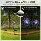 FOOING 4 Pcs Solar Garden Lights Solar Firework Lights Waterproof, 120 LED - Image 3