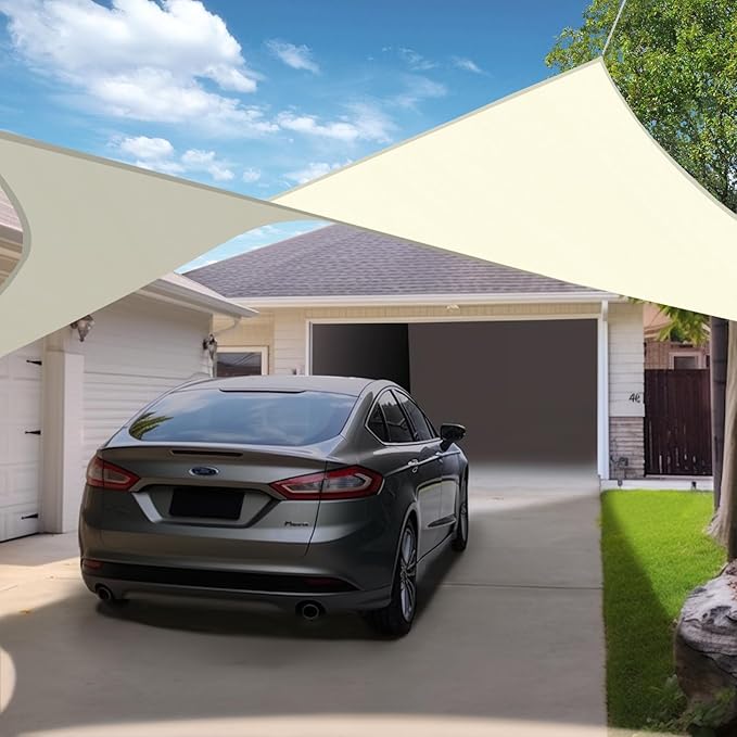 KANAGAWA Sun Shade Sail Curved 16'X20' Cream Rectangle Outdoor Shade Cover UV - Image 6