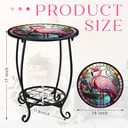 Outdoor Side Table Round Small Mosaic Patio Accent Indoor End Plant Coffee Tea - Image 3