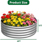 zizin 2 Pcs Round 4x4x1ft Raised Garden Bed Kit Metal Planter Box - Image 2