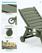 SERWALL Patio Chaise Lounge Chair Set of 2, Poly Lounge Chair - Image 4