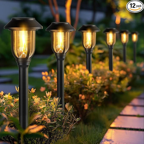 12 Pack Solar Pathway Lights Outdoor, Dusk to Dawn Solar Lights Outdoor by ILANCK