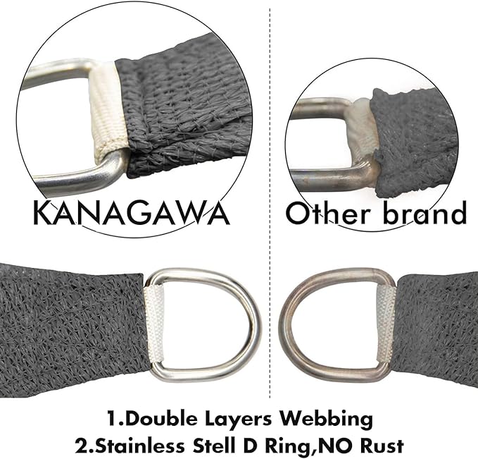 KANAGAWA 6'X14' Dark Gray Custom Size Sun Shade Sail Rectangle UV Block Canopy - Image 5