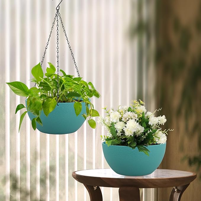 12 inch Large Hanging Planters for Indoor Outdoor Plants, 2 Pack Hanging Flower - Image 7
