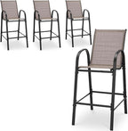 HOMREST Outdoor Bar Height Stools Set of 4, High Back Patio Chairs by HOMREST