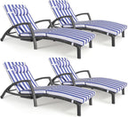 Chaise Lounge Chairs Outdoor Set of 4, Comfy Outside Wicker Patio Pool Lounge by ZZWHOM