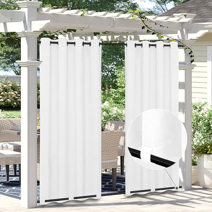 Easy-Going Linen Look Outdoor Curtains Waterproof Windproof Porch Curtains by Easy-Going