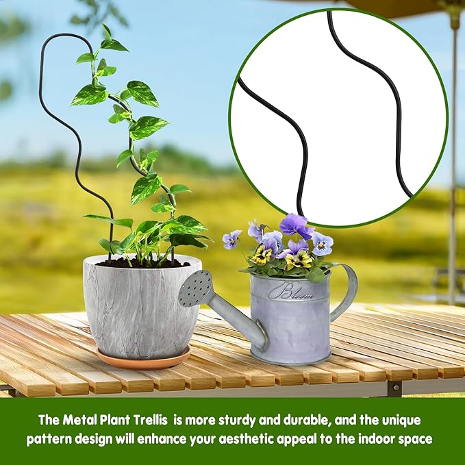 13.4 Inch Indoor Plant Trellis for Climbing Plants, Metal Trellis, Small Garden - Image 7