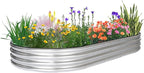 JERIA 8×4×1ft Oval Raised Garden Bed, Galvanized Raised Garden Bed Kit Outdoor by JERIA
