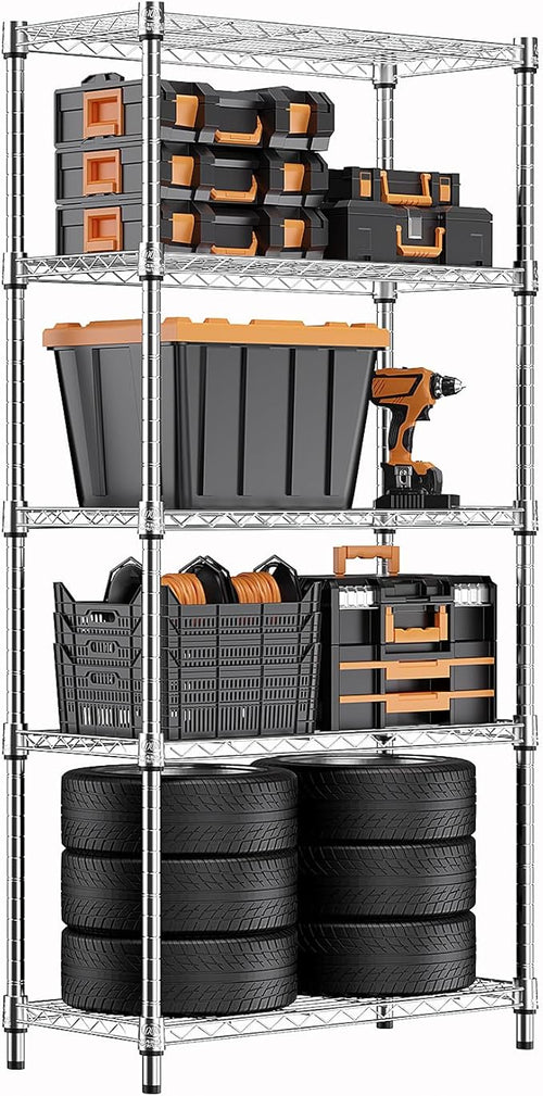 1250 lbs Steel Heavy Duty 5-Tier Utility Shelving Unit Steel Organizer Wire Rack by MEIGAOPLASTICANDMETALHKCOLIMITED