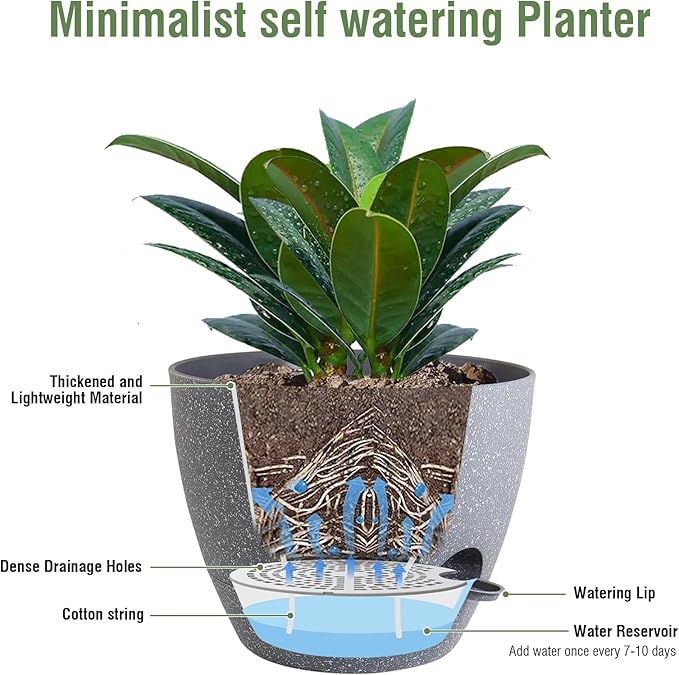 12 inch Large Self Watering Pots, Plant Pots - Image 4