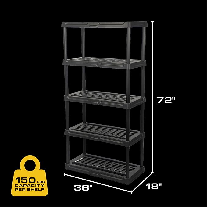 CENTREX CX 5-Tier Heavy Duty Plastic Storage Shelves that Support up to - Image 3