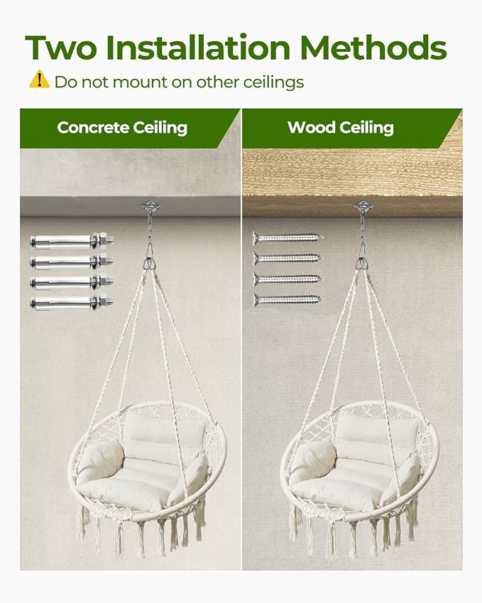 Greenstell Hammock Chair, Macrame Swing Chair - Image 4