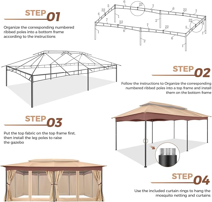 COBIZI Gazebo 12x20 Heavy Duty Gazebos - Image 4